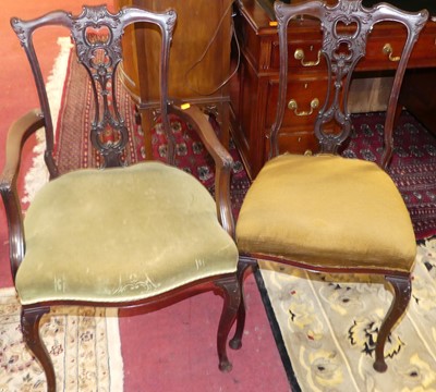 Lot 1329 - A late Victorian floral carved mahogany salon...