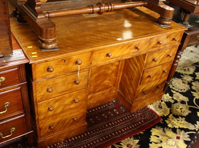 Lot 1367 - A Victorian satinwood twin pedestal writing...