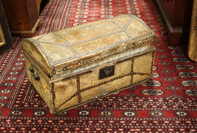 Lot 1368 - A 19th century hide leather and studded domed...