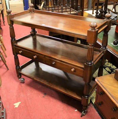 Lot 1380 - A mid-Victorian mahogany three-tier buffet,...