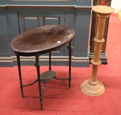 Lot 1390 - An Edwardian walnut oval two-tier occasional...