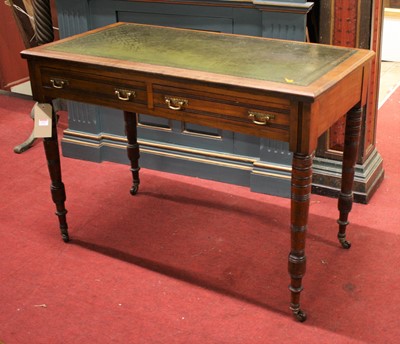 Lot 1397 - An Edwardian walnut and gilt tooled green...