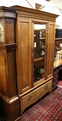 Lot 1399 - An Edwardian walnut single mirror door...