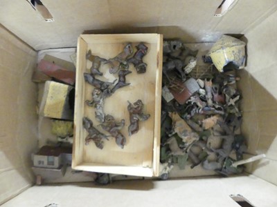 Lot 1602 - A box of mixed Britains farmyard lead animals...