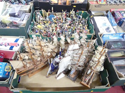 Lot 1649 - Two trays containing various wooden kit-built...