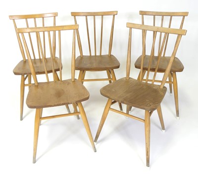Lot 308 - A set of five 1960s Ercol blond elm stickback...
