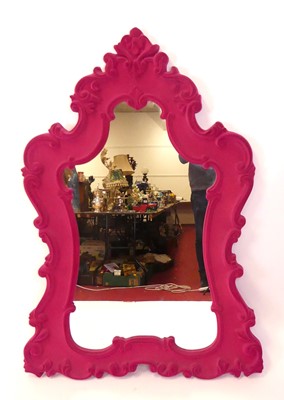 Lot 378 - A contemporary floral decorated pink velour...