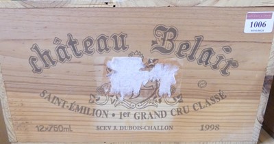 Lot 1006 - Château Belair 1er Grand Cru Classe, 1998,...