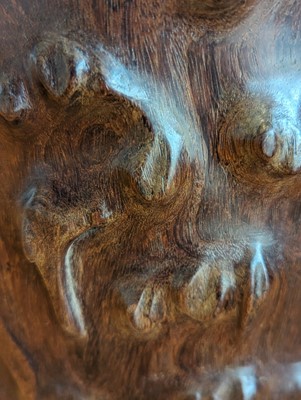 Lot 1424 - A Chinese huanghuali wood brush pot, carved in...
