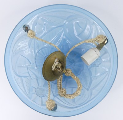 Lot 67 - A French Art Deco blue tinted and frosted...