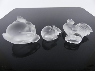 Lot 66 - Three contemporary Lalique ornamental animal...
