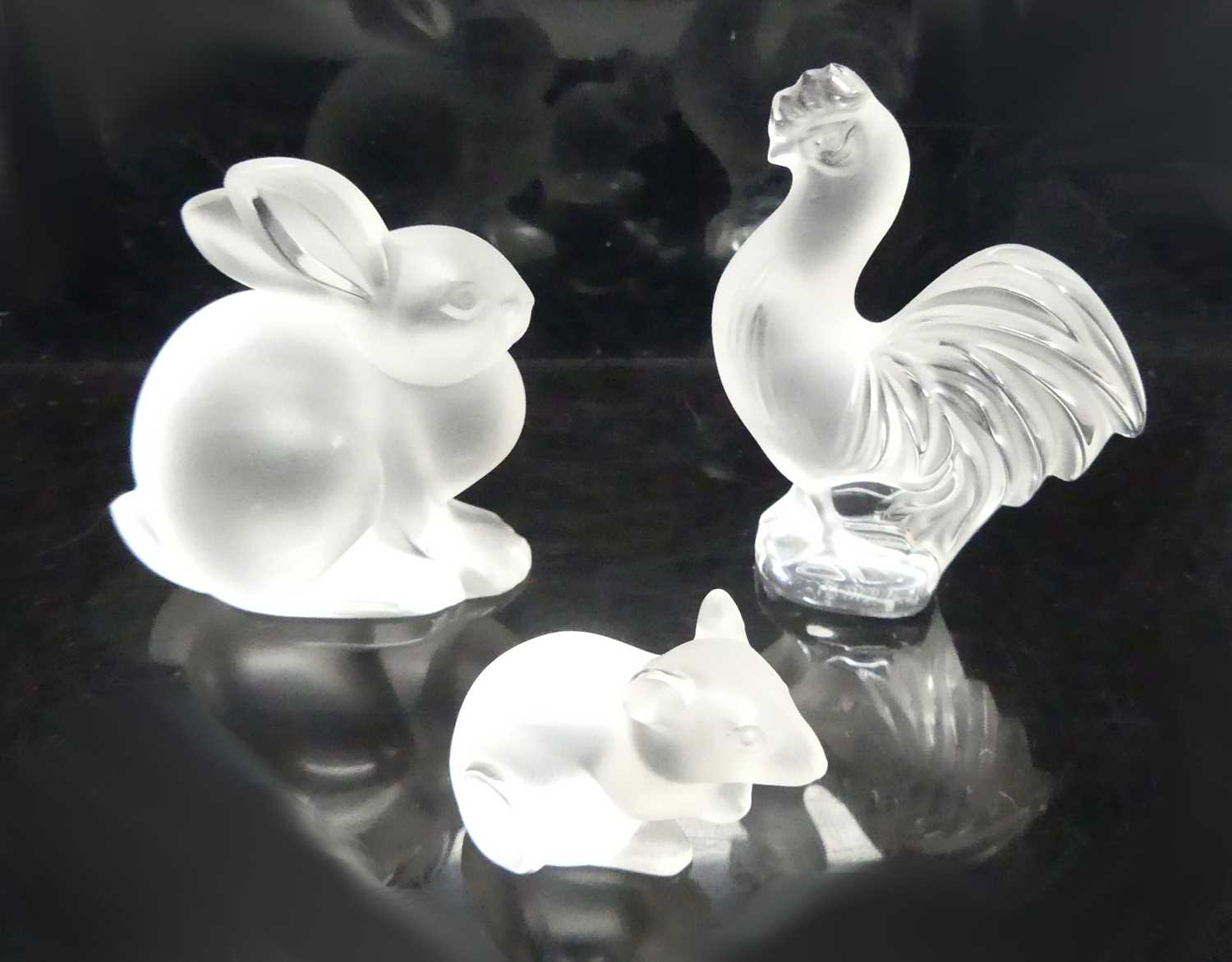 Lot 66 - Three contemporary Lalique ornamental animal...