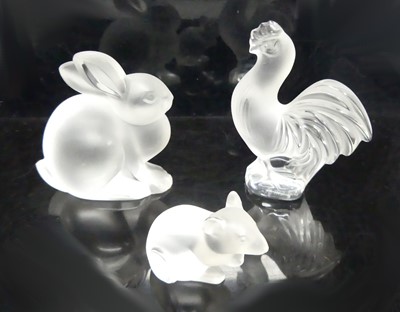 Lot 66 - Three contemporary Lalique ornamental animal...