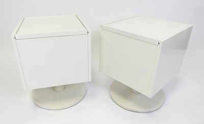Lot 375 - A pair of contemporary white laminate cube...