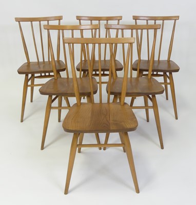 Lot 310 - A set of six 1960s Ercol blond elm model 391...
