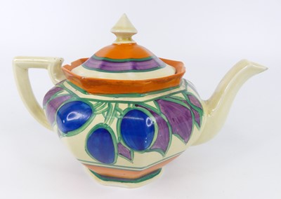 Lot 22 - A circa 1930 Clarice Cliff pottery teapot and...