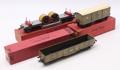 Lot 154 - Three Hornby bogie wagons: 1936-41 No.2 High...