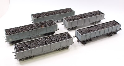 Lot 161 - Gauge 1. Set of five LMS bogie open wagons...