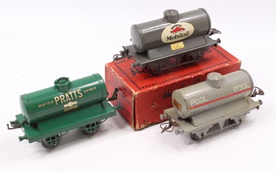 Lot 135 - Three Hornby 0-gauge tank wagons: 1927-30...