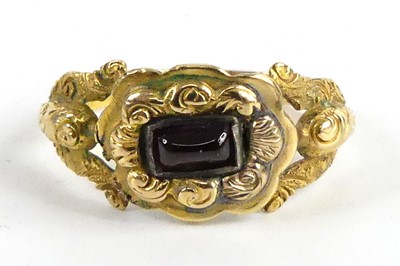 Lot 2734 - A yellow metal 19th century memorial ring,...