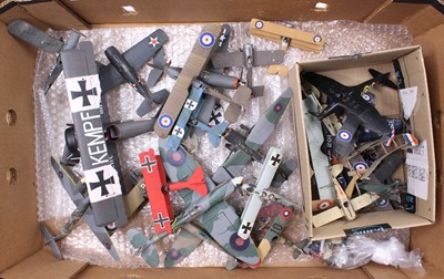 Lot 2180 - A large tray of made up vintage model aircraft...