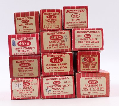 Lot 603 - Twelve Hornby-Dublo super detail wagons,...