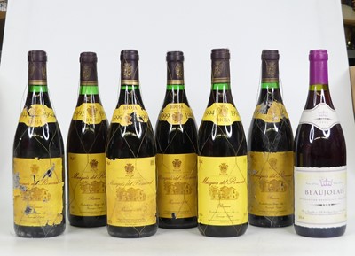 Lot 1088 - Assorted red table wines to include Marquis de...