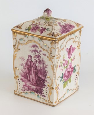 Lot 2104 - A German porcelain tobacco box and cover,...