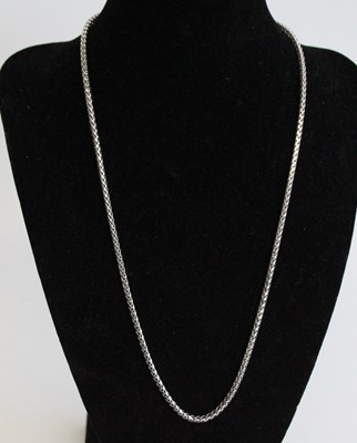 Lot 2726 - A modern 9ct white gold spiga link necklace, 5....