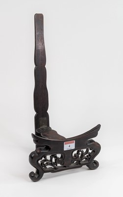 Lot 4 - A Chinese carved hardwood charger stand,...