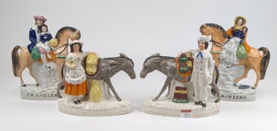 Lot 12 - A pair of Victorian Staffordshire flat back...