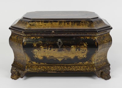 Lot 29 - A 19th century Chinese gilt and black lacquer...