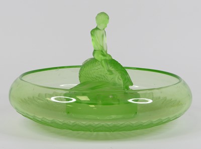 Lot 46 - An Art Deco green glass centrepiece, in the...