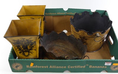 Lot 82 - A pair of modern toleware style planters, each...