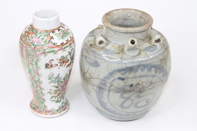 Lot 186 - A Chinese Canton porcelain vase, of baluster...