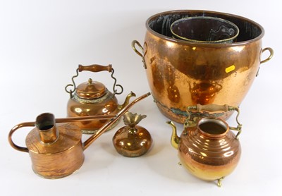 Lot 93 - A large copper jardiniere of riveted...