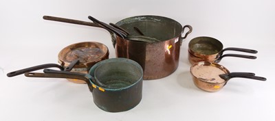Lot 99 - A large 19th century copper saucepan having...
