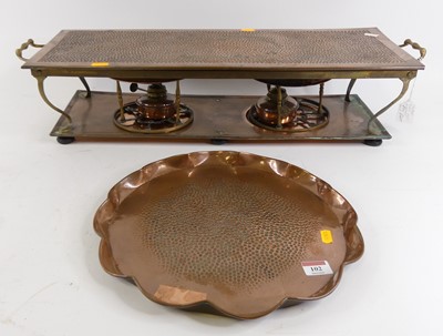 Lot 102 - An early 20th century copper warming plate,...