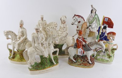 Lot 106 - A pair of Victorian Staffordshire flat back...