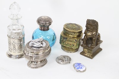 Lot 285 - An Elizabeth II silver lidded blue cut glass...