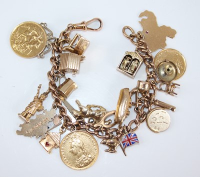 Lot 2428 - A 9ct gold curblink bracelet containing a...