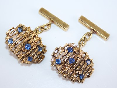 Lot 2417 - A cased pair of modern 9ct gold sapphire set...