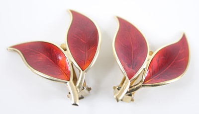 Lot 2424 - A pair of David Andersen silver-gilt and red...