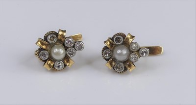 Lot 316 - A pair of Victorian yellow metal, seed pearl...