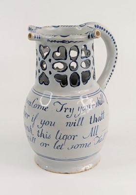 Lot 2086 - A Liverpool blue and white delftware puzzle...