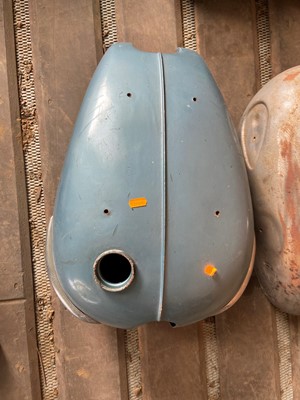 Lot 4037 - A Triumph fuel tank, circa 1960s, blue painted;...