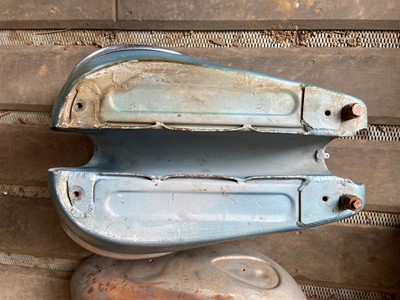Lot 4037 - A Triumph fuel tank, circa 1960s, blue painted;...