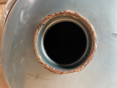 Lot 4037 - A Triumph fuel tank, circa 1960s, blue painted;...