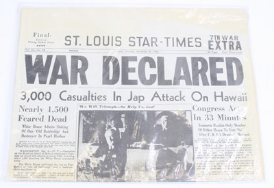 Lot 595 - An edition of the St. Louis Star-Times, dated...