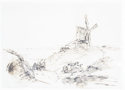 Lot 1161 - Peter de Wint OWS (1784-1849) - A windmill,...